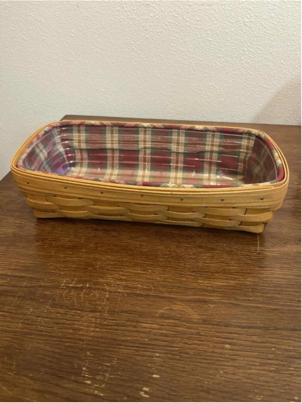 Longaberger Holiday Basket Plaid Liner & Protector Signed Handmade USA 2000